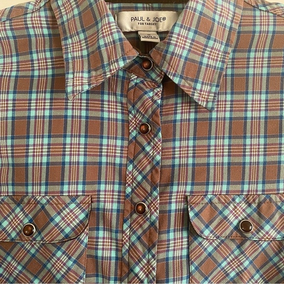 Paul & Joe x Target Plaid Long Sleeve Shirt. Pre-Owned. - Picture 3 of 6